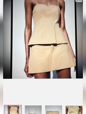 Zara Cream Pinstripe Mini Skirt Xs